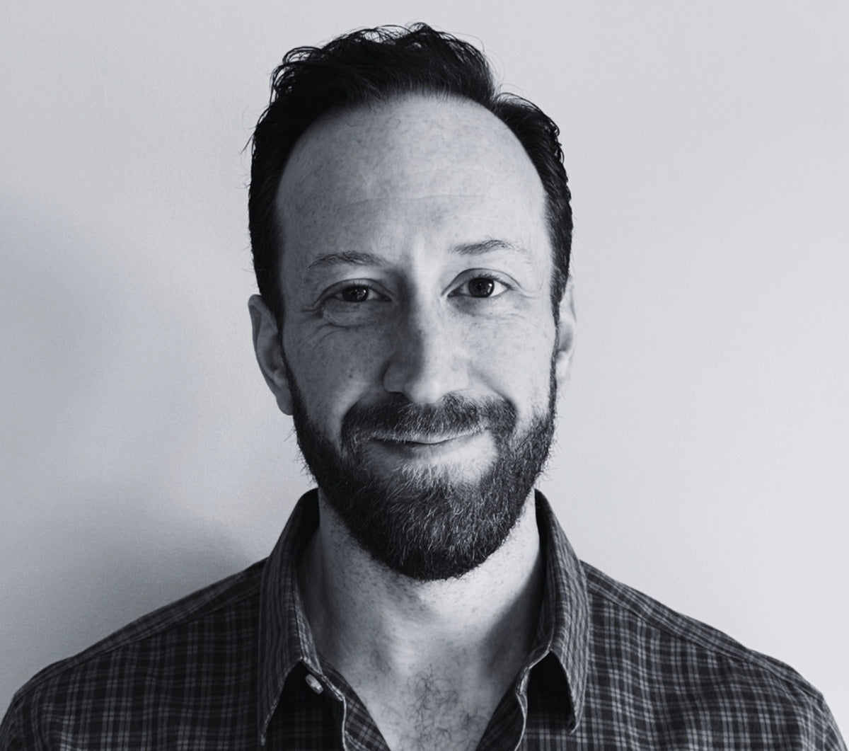 Black and white portrait of the Teaps founder Justin