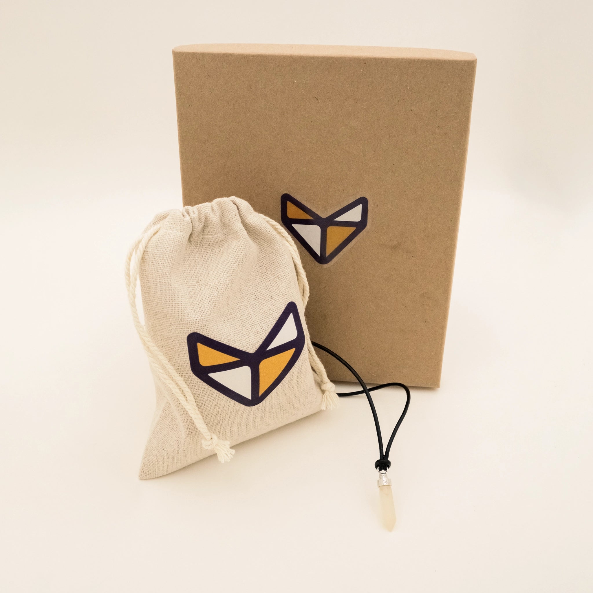 Citrine joy pendant with Teaps linen pouch and kraft paper box